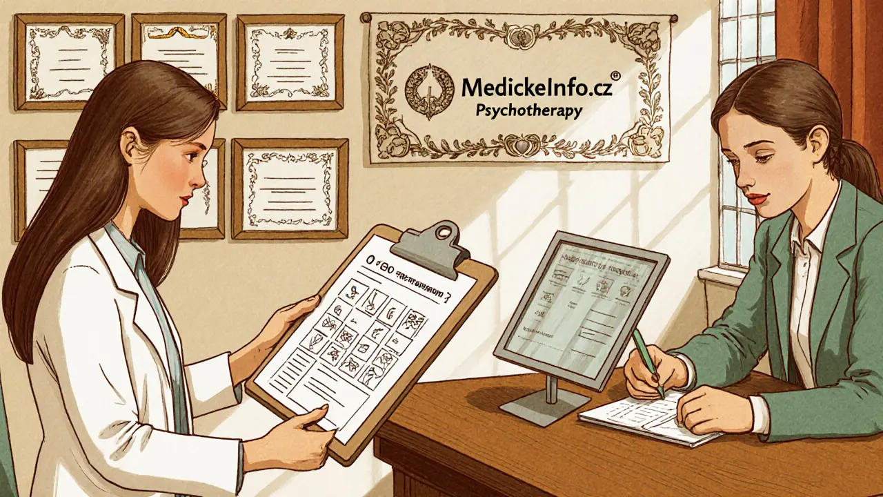 Psycholog provádí první terapeutické sezení po vyplnění screeningu lékařem.