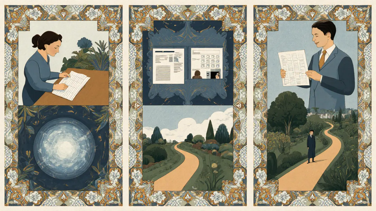 Čtyři panely ukazují různé kombinace terapie: direktivní, nedirektivní, podpůrná, rekonstrukční.