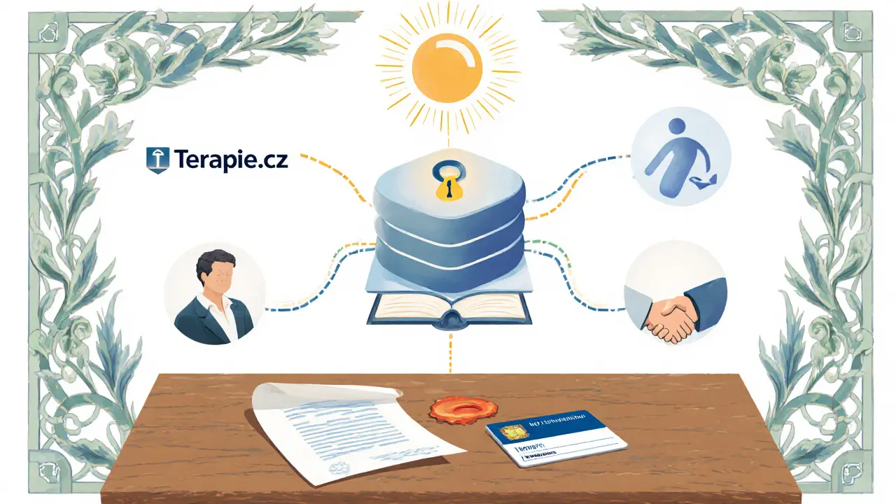 Náhled jednotného registru psychoterapeutů propojujícího platformy a klienty.