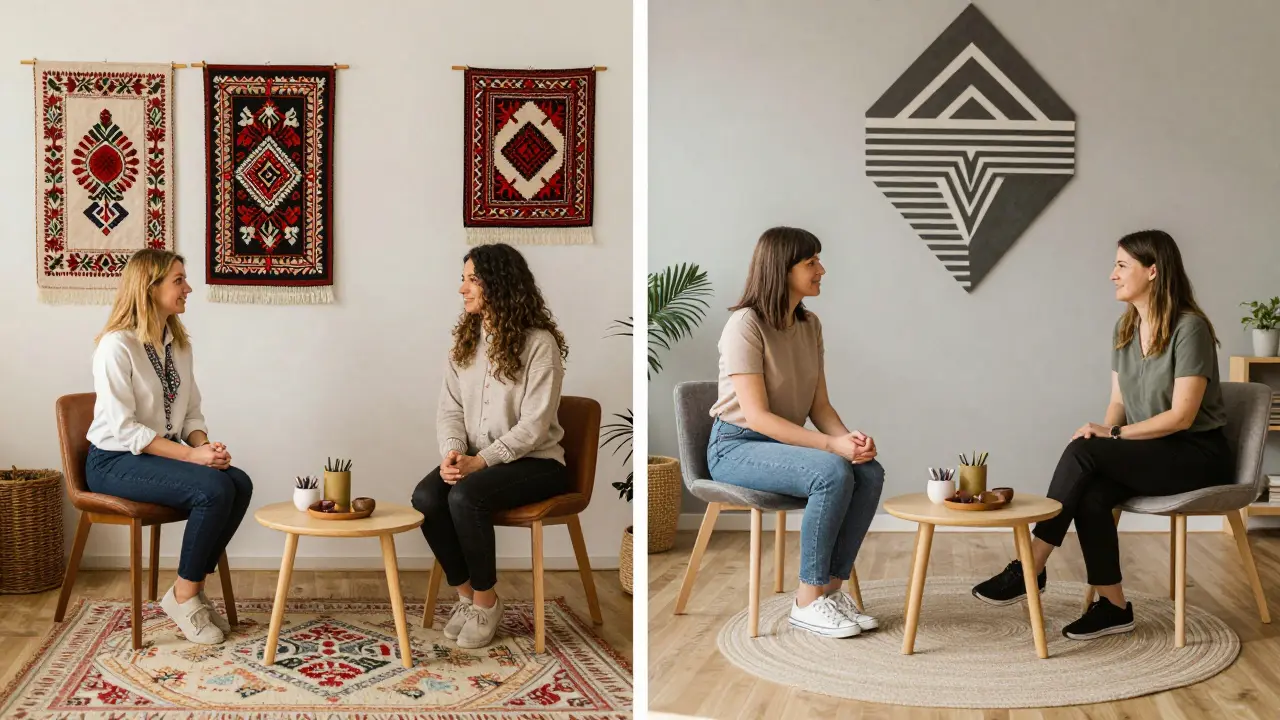 Terapeut a klient v Moravě a Praze s kulturními vzory