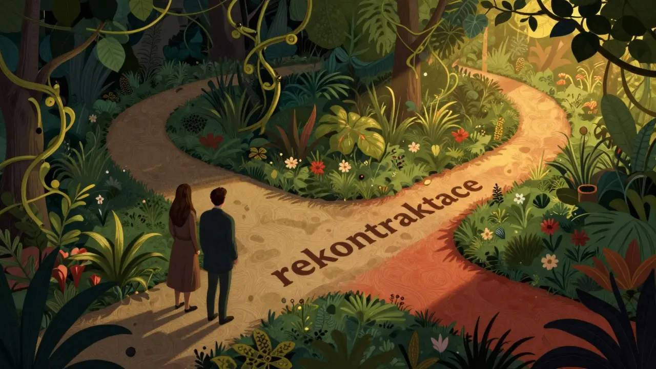 Pár v botanické zahradě hledá novou cestu a směry ve vztahu.