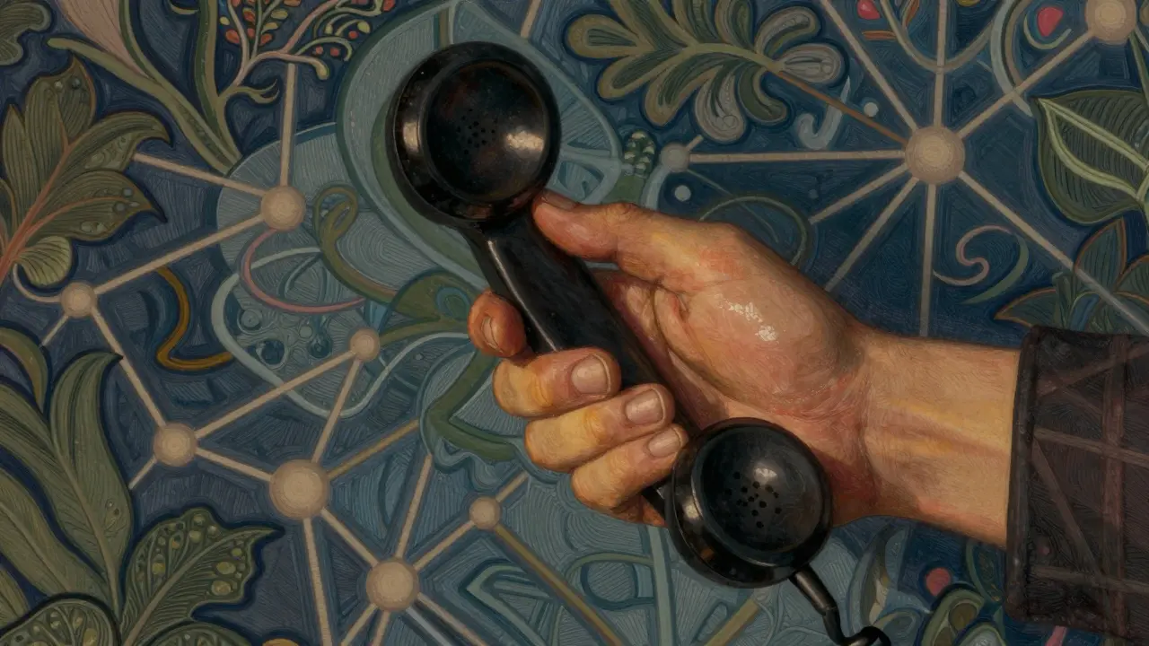 Ruka držící telefon pro pomoc na lince