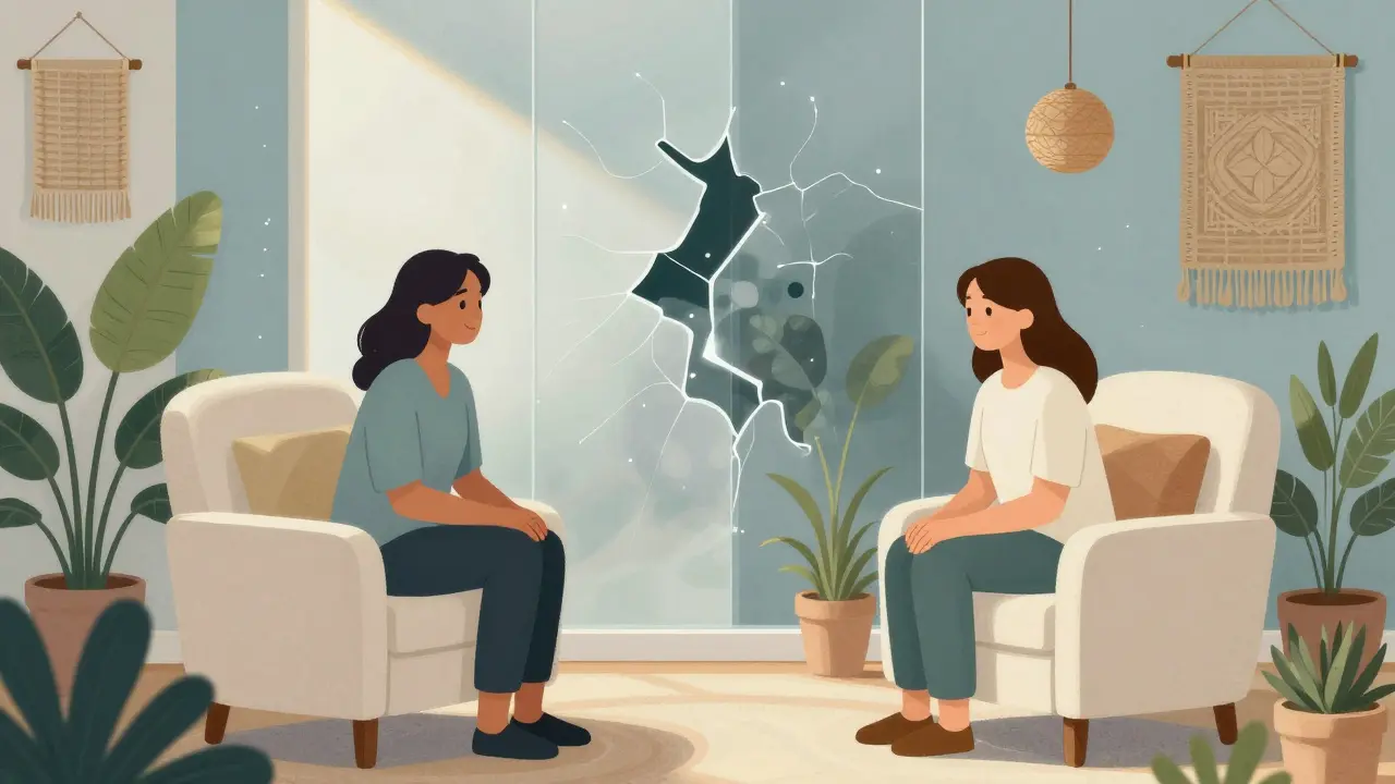 Terapeutické sezení s rozpadající se bariérou pro nastavení hranic