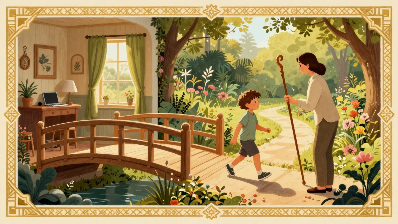 Most mezi virtuálním prostředím a reálným světem, ilustrace Arts and Crafts