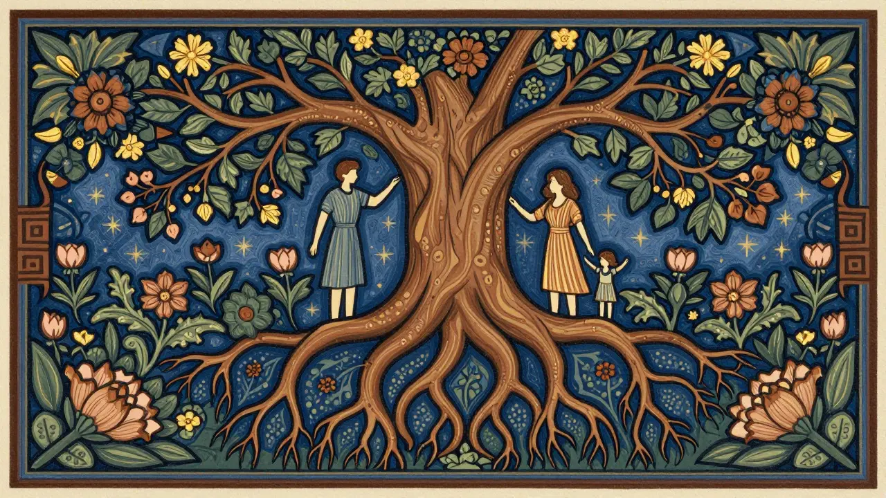Symbolická ilustrace pouta a rodinných hodnot ve stylu umění
